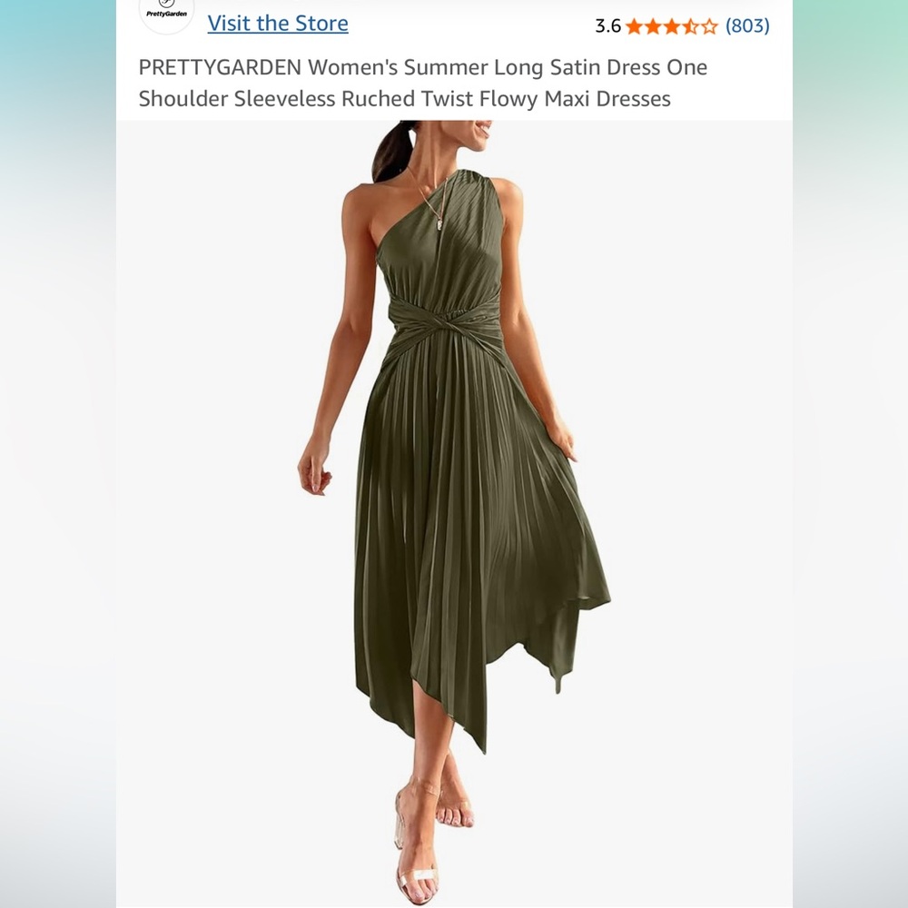 Green Asymmetrical Ruched One Shoulder Dress